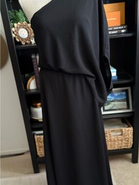 Tyche Black One-Shoulder Maxi Dress